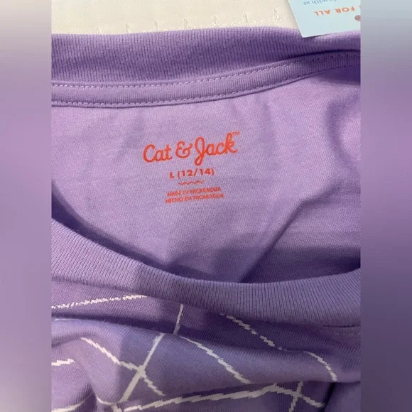 Cat & Jack Kids Spider T-shirt size large 12/14 purple new shirt - Picture 6 of 7